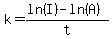 k=%28ln%28I%29-ln%28A%29%29%2Ft