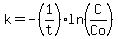 k=-%281%2Ft%29ln%28C%2FCo%29