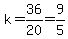 k=36%2F20=9%2F5