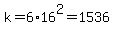 k=6%2A16%5E2=1536