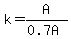 k=A%2F%280.7A%29