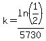 k=ln%281%2F2%29%2F5730