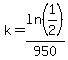 k=ln%281%2F2%29%2F950