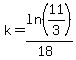 k=ln%2811%2F3%29%2F%2818%29