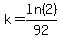 k=ln%282%29%2F92