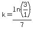 k=ln%283%2F1%29%2F7