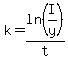 k=ln%28I%2Fy%29%2Ft