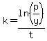 k=ln%28p%2Fy%29%2Ft