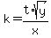 k=t%2Asqrt%28y%29%2Fx