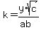 k=y%2Asqrt%28c%29%2F%28ab%29