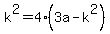 k%5E2=4%2A%283a-k%5E2%29