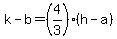 k-b=%284%2F3%29%28h-a%29