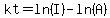 kt=ln%28I%29-ln%28A%29