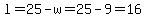 l=25-w=25-9=16