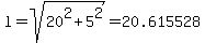 l=sqrt%2820%5E2%2B5%5E2%29=20.615528