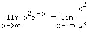 lim%28x-%3Einfinity%2C+x%5E2e%5E%28-x%29%29+=+lim%28x-%3Einfinity%2C+x%5E2%2Fe%5Ex%29