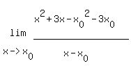 lim%28x-%3Ex%5B0%5D%2C%28x%5E2%2B3x-x%5B0%5D%5E2-3x%5B0%5D%29%2F%28x-x%5B0%5D%29%29