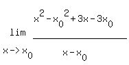 lim%28x-%3Ex%5B0%5D%2C%28x%5E2-x%5B0%5D%5E2%2B3x-3x%5B0%5D%29%2F%28x-x%5B0%5D%29%29