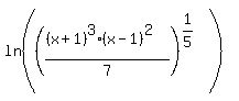 ln%28%28%28%28x%2B1%29%5E3%2A%28x-1%29%5E2%29%2F7%29%5E%281%2F5%29%29