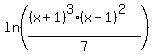 ln%28%28%28x%2B1%29%5E3%2A%28x-1%29%5E2%29%2F7%29