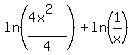 ln%28%284x%5E2%29%2F4%29+%2B+ln%281%2Fx%29