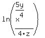 ln%28%285y%2Fx%5E4%29%2F4z%29