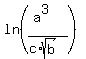 ln%28%28a%5E3%29%2F%28c%2Asqrt%28b%29%29%29