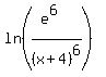 ln%28%28e%5E6%29%2F%28x+%2B+4%29%5E6%29