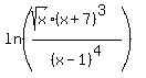 ln%28%28sqrt%28x%29%2A%28x%2B7%29%5E3%29%2F%28x-1%29%5E4%29