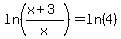ln%28%28x%2B3%29%2Fx%29=+ln%284%29