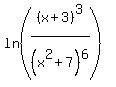 ln%28%28x%2B3%29%5E3%2F%28x%5E2%2B7%29%5E6%29%29