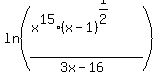 ln%28%28x%5E15%28x-1%29%5E%281%2F2%29%29%2F%283x-16%29%29