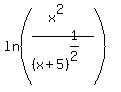 ln%28%28x%5E2%29%2F%28x%2B5%29%5E%281%2F2%29%29