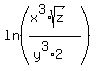 ln%28%28x%5E3%2Asqrt%28z%29%29%2F%28y%5E3%2A2%29%29