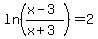 ln%28%28x-3%29%2F%28x%2B3%29%29=2