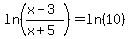 ln%28%28x-3%29%2F%28x%2B5%29%29=ln%2810%29