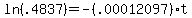 ln%28.4837%29+=+-%28.00012097%29t%29