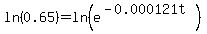 ln%280.65%29=ln%28e%5E%28-0.000121t%29%29
