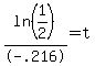 ln%281%2F2%29%2F-.216=t