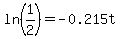 ln%281%2F2%29=-0.215t
