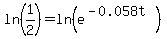 ln%281%2F2%29=ln%28e%5E%28-0.058t%29%29