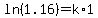 ln%281.16%29=k%2A1