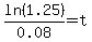 ln%281.25%29%2F0.08=t
