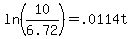 ln%2810%2F6.72%29=+.0114t