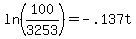 ln%28100%2F3253%29=-.137t