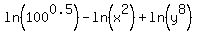 ln%28100%5E0.5%29-ln%28x%5E2%29%2Bln%28y%5E8%29