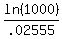 ln%281000%29%2F.02555