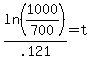 ln%281000%2F700%29%2F.121+=+t