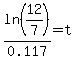 ln%2812%2F7%29%2F0.117=t