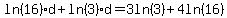 ln%2816%29d%2Bln%283%29d=3ln%283%29%2B4ln%2816%29